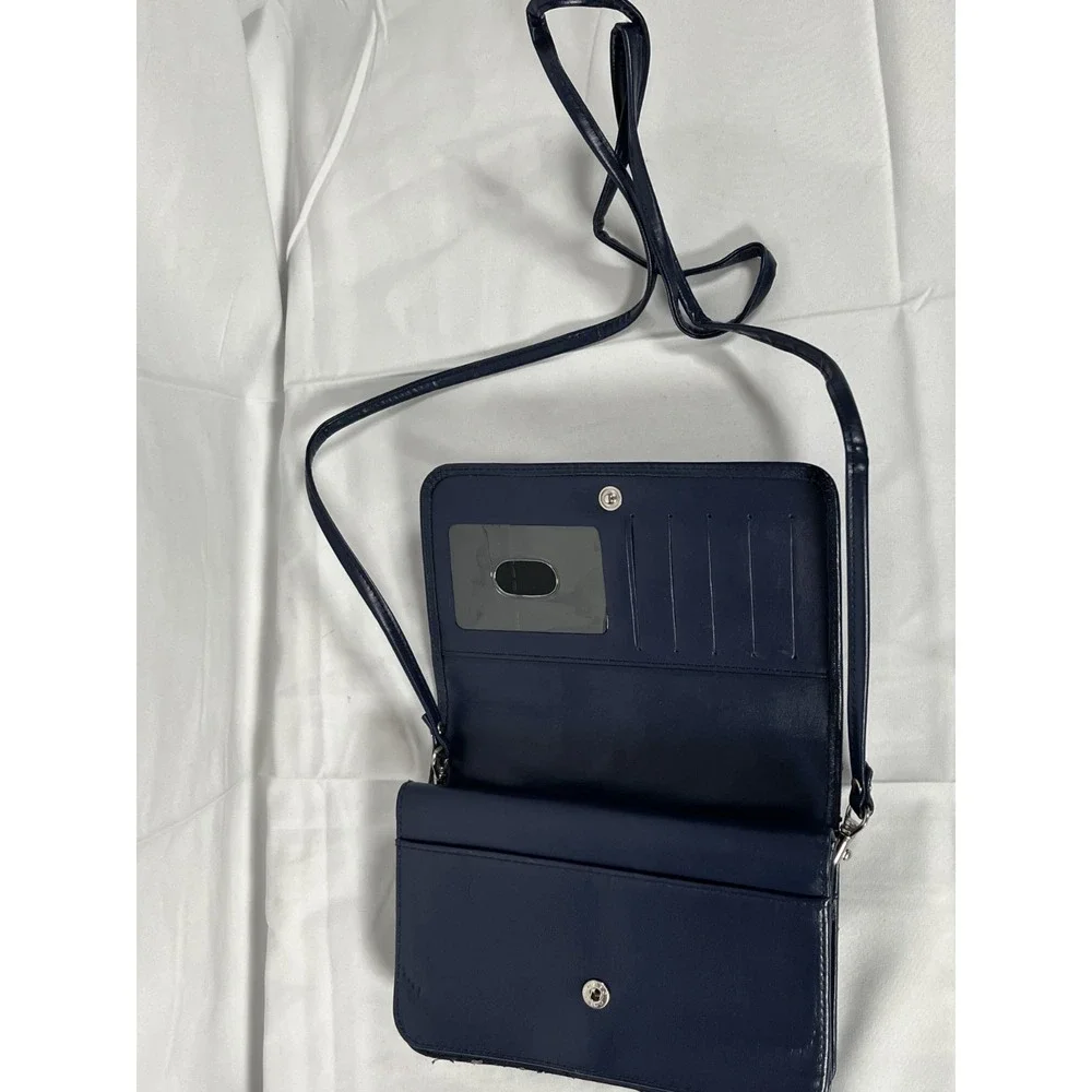 BUXTON Navy‎ Blue Crossbody Organizer Double Snap Removable Strap